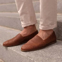 Nisolo Sandals & Slip Ons-Alejandro Woven Slip On Woven Brandy