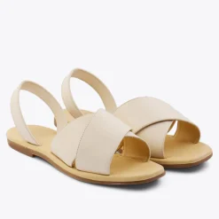 Nisolo Flats & Slip Ons-All-Day Cross Strap Sandal Bone