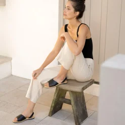 Nisolo Flats & Slip Ons-All-Day Cross Strap Sandal Black