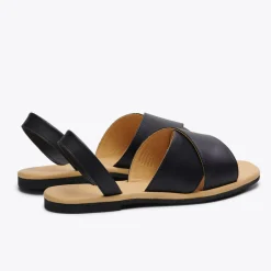 Nisolo Flats & Slip Ons-All-Day Cross Strap Sandal Black