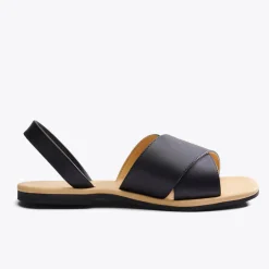 Nisolo Flats & Slip Ons-All-Day Cross Strap Sandal Black
