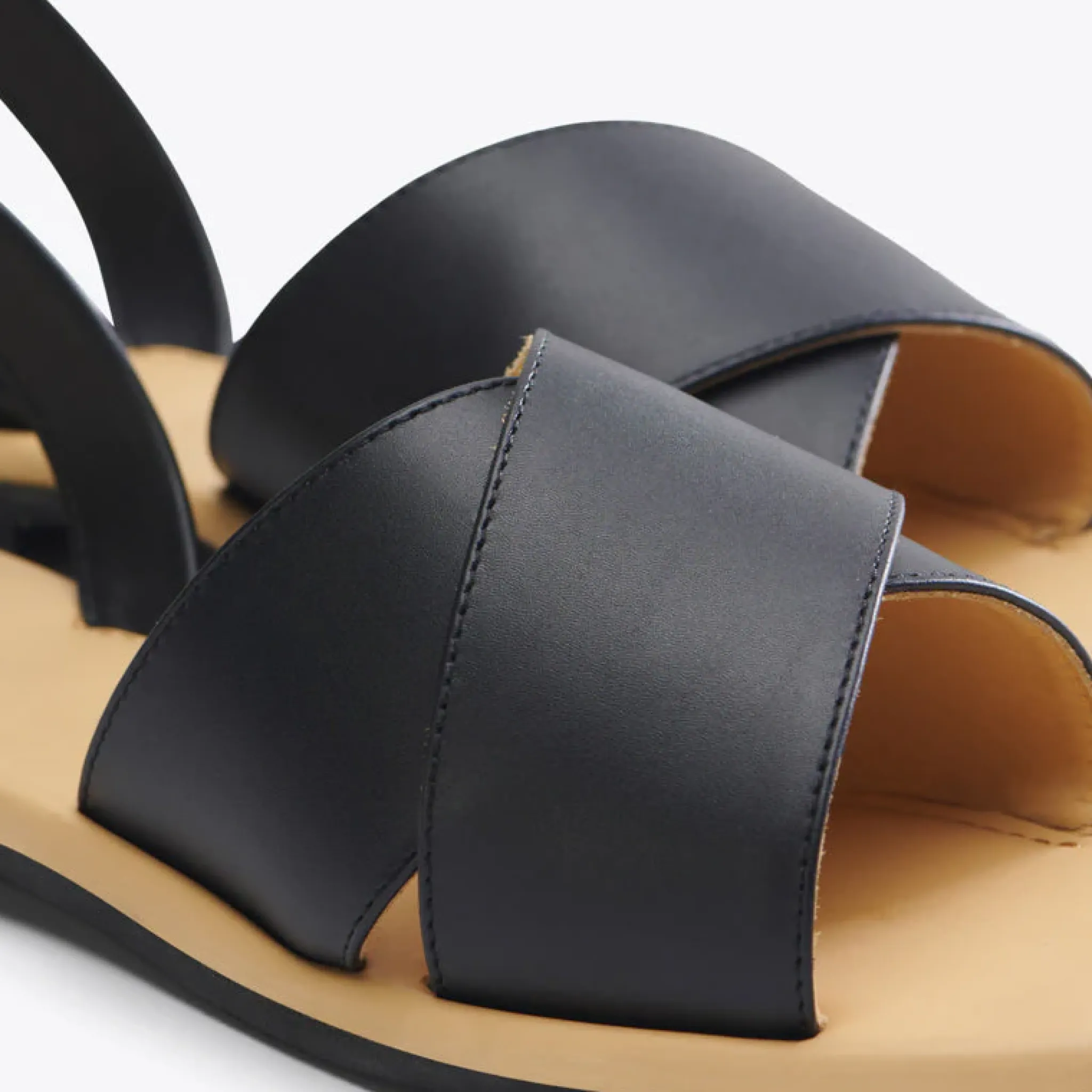 Nisolo Flats & Slip Ons-All-Day Cross Strap Sandal Black