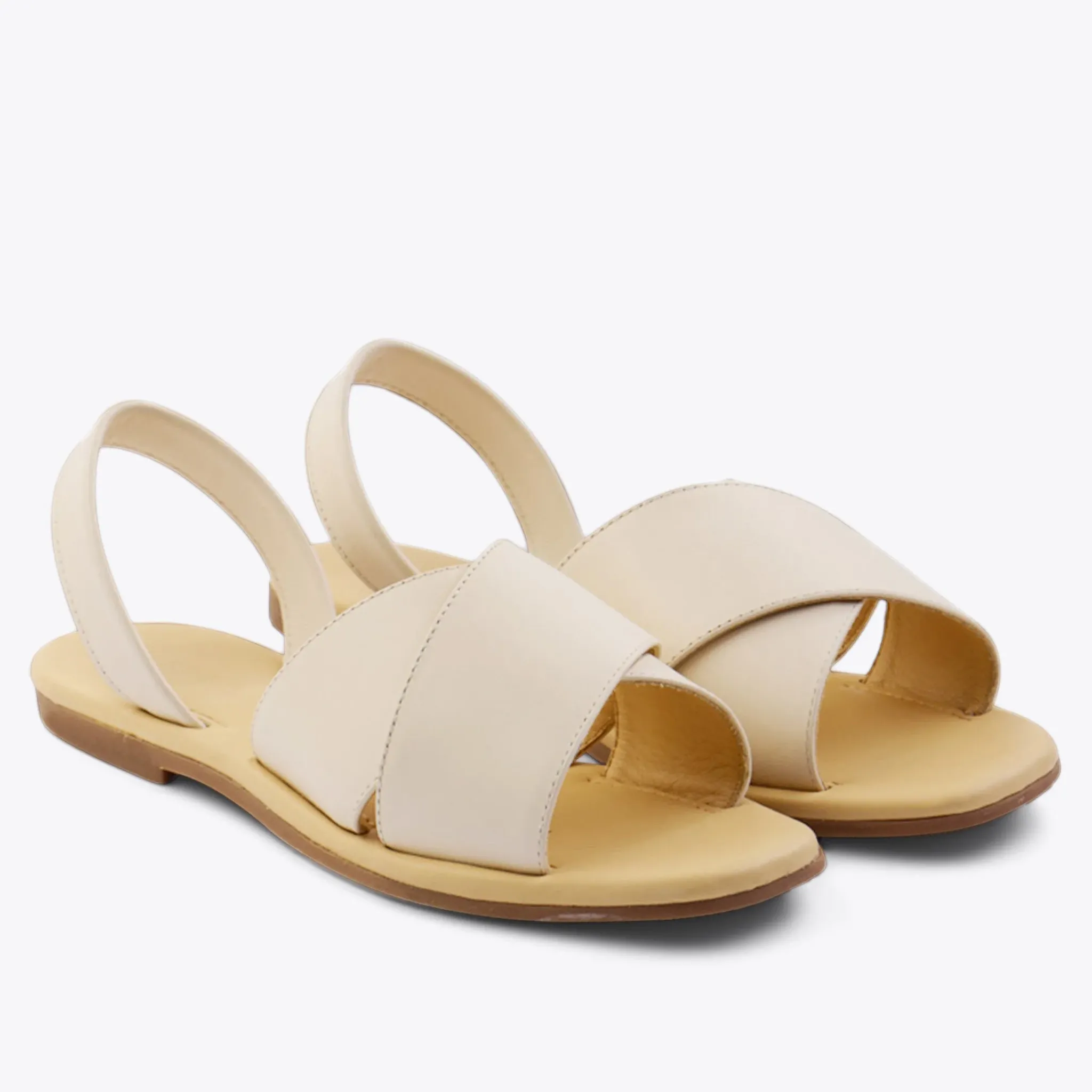 Nisolo Sandals-All-Day Cross Strap Sandal Bone