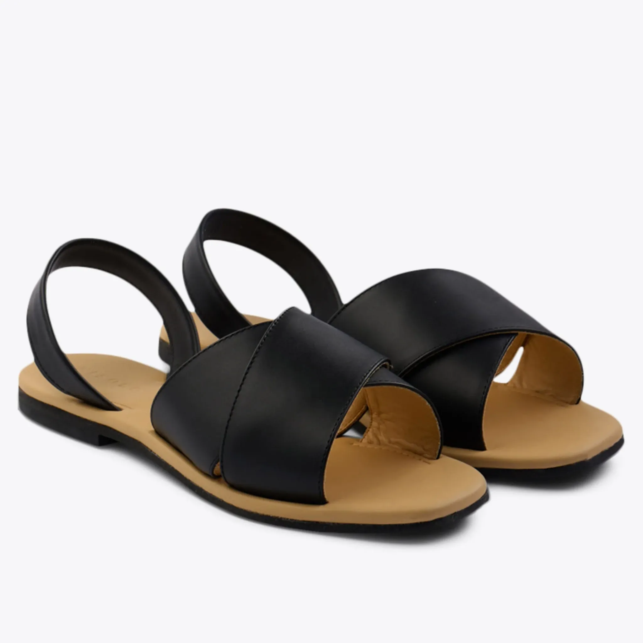 Nisolo Sandals-All-Day Cross Strap Sandal Black