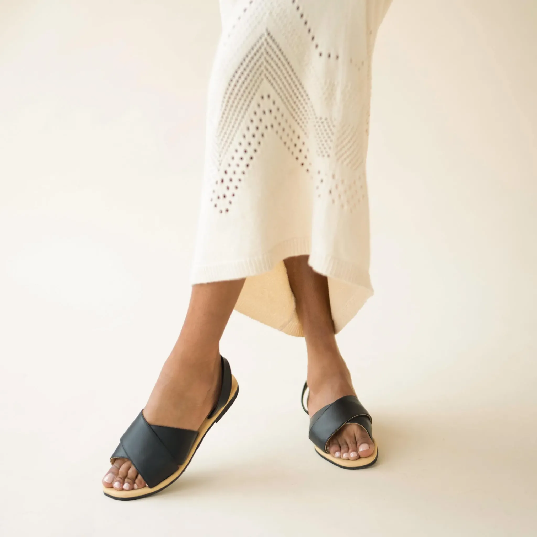 Nisolo Sandals-All-Day Cross Strap Sandal Black
