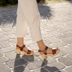 Nisolo Heels-All-Day Open Toe Clog Brandy