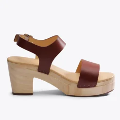 Nisolo Heels-All-Day Open Toe Clog Brandy