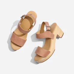 Nisolo Heels-All-Day Open Toe Clog Desert Rose