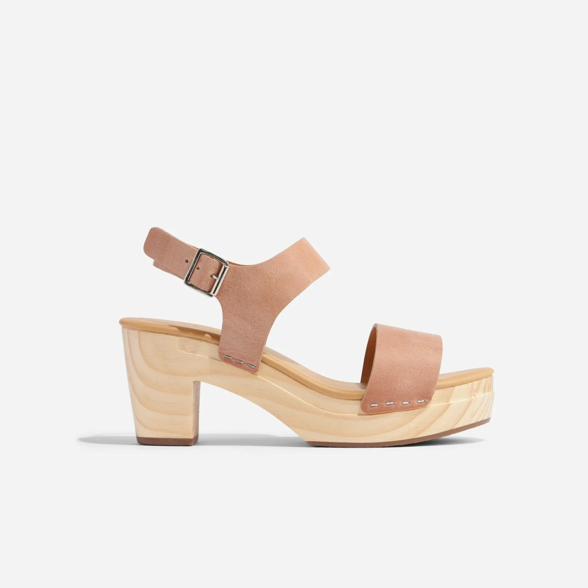 Nisolo Heels-All-Day Open Toe Clog Desert Rose