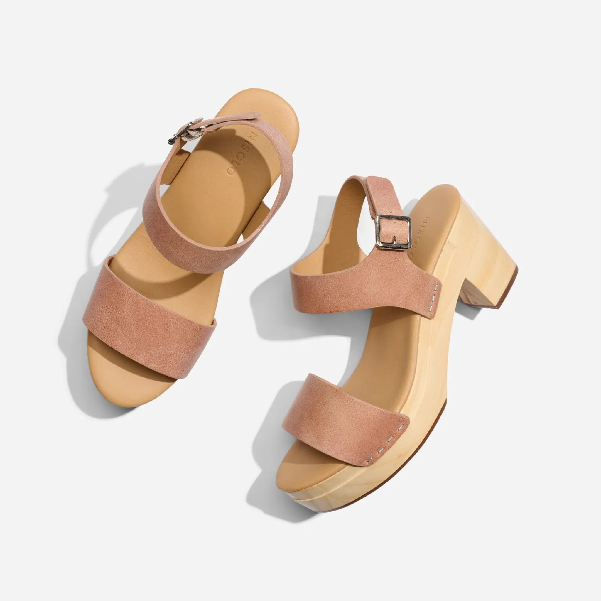 Nisolo Sandals-All-Day Open Toe Clog Desert Rose