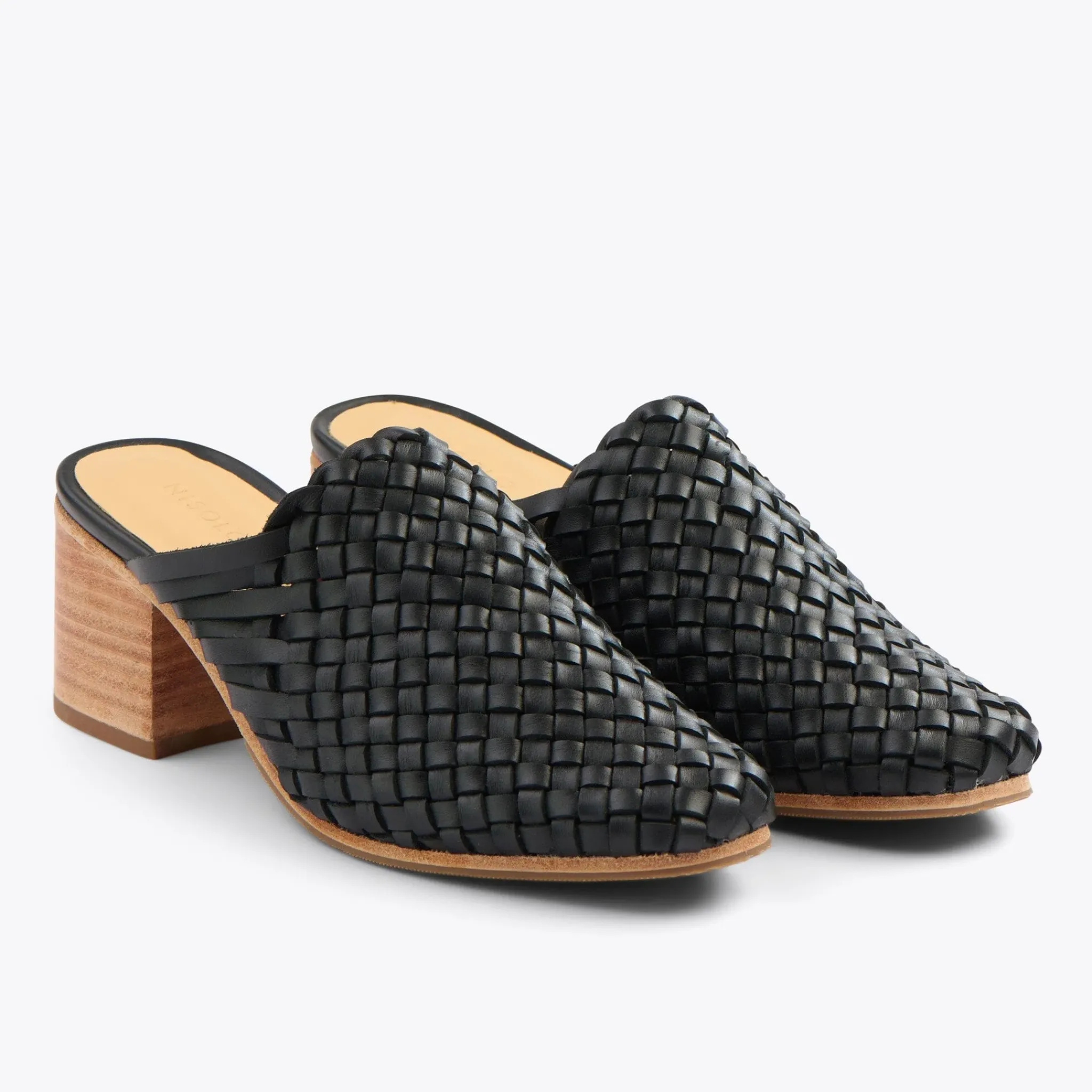 Nisolo Mules-All-Day Woven Heeled Mule Black
