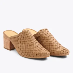 Nisolo Mules-All-Day Woven Heeled Mule Almond