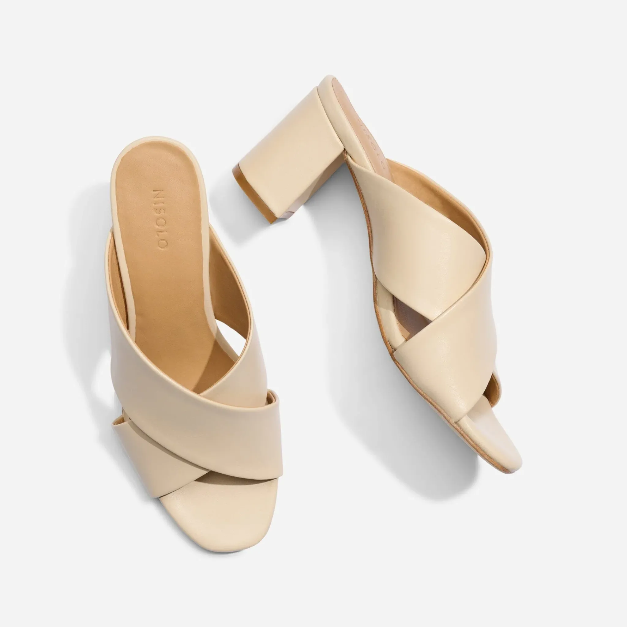 Nisolo Heels-Carina Cross Strap Mule Bone
