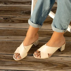 Nisolo Heels-Carina Cross Strap Mule Bone
