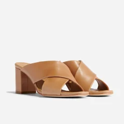 Nisolo Sandals-Carina Cross Strap Mule Almond