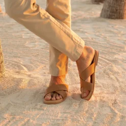 Nisolo Sandals & Slip Ons-Dante Cross Strap Sandal Tobacco