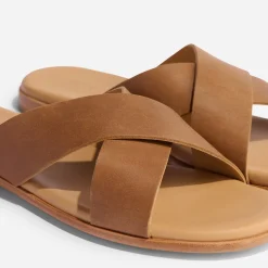 Nisolo Sandals & Slip Ons-Dante Cross Strap Sandal Tobacco