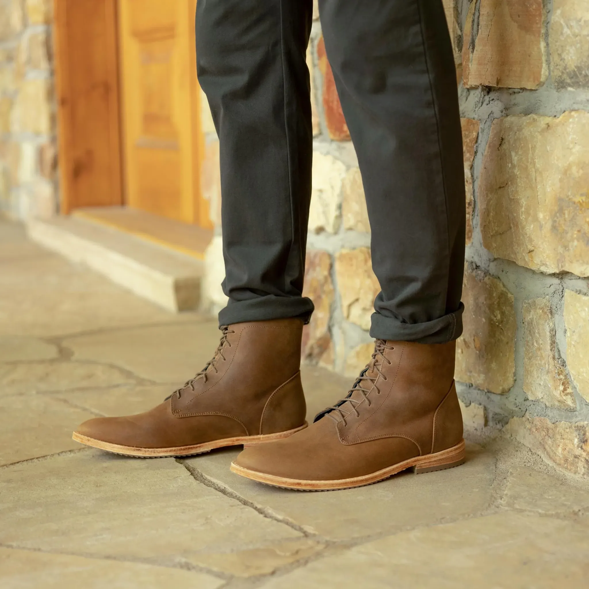 Nisolo Boots-Everyday Lace-Up Boot Tobacco