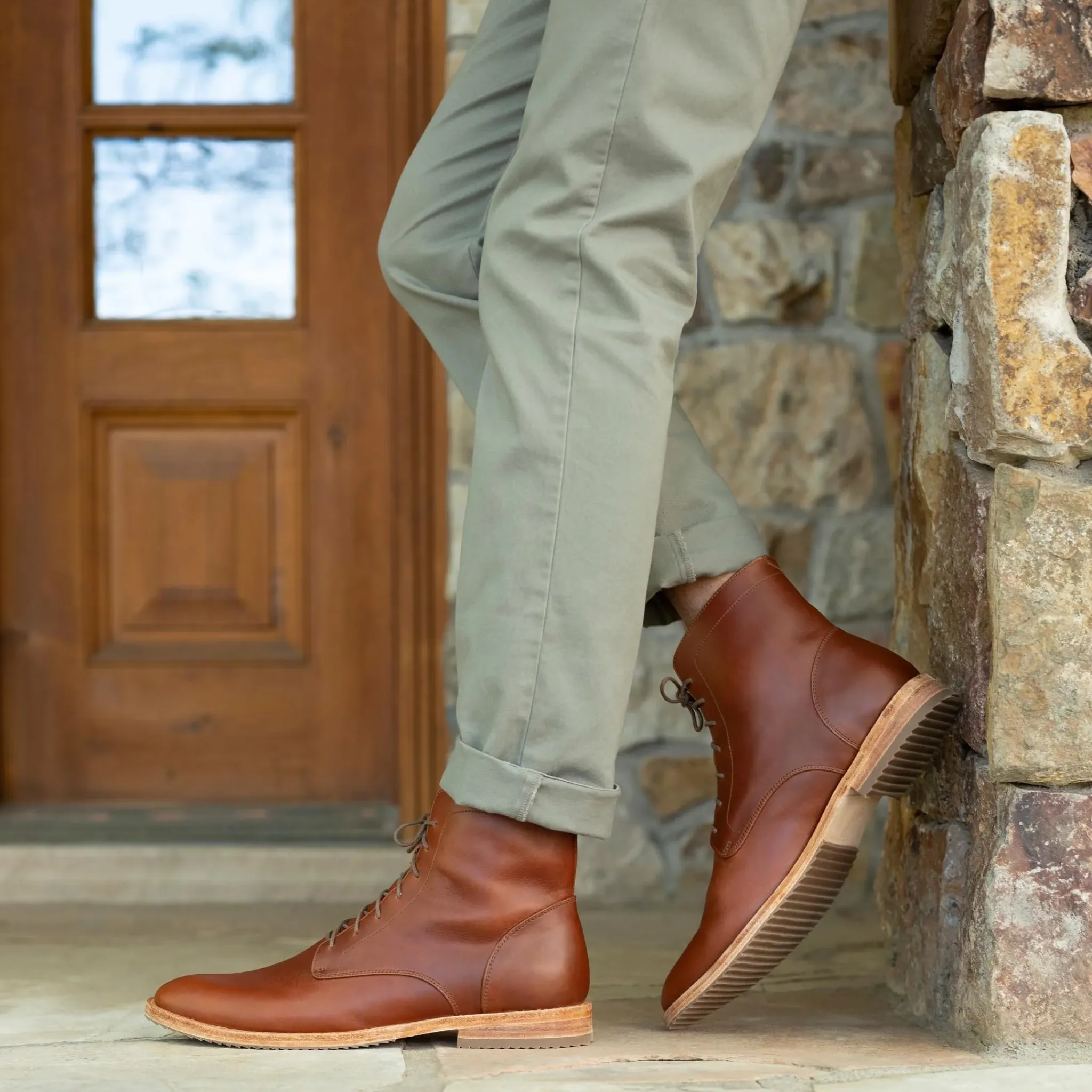 Nisolo Boots-Everyday Lace-Up Boot Brandy