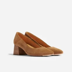Nisolo Heels-Fiorela Go-To Mid Heel Taupe Suede