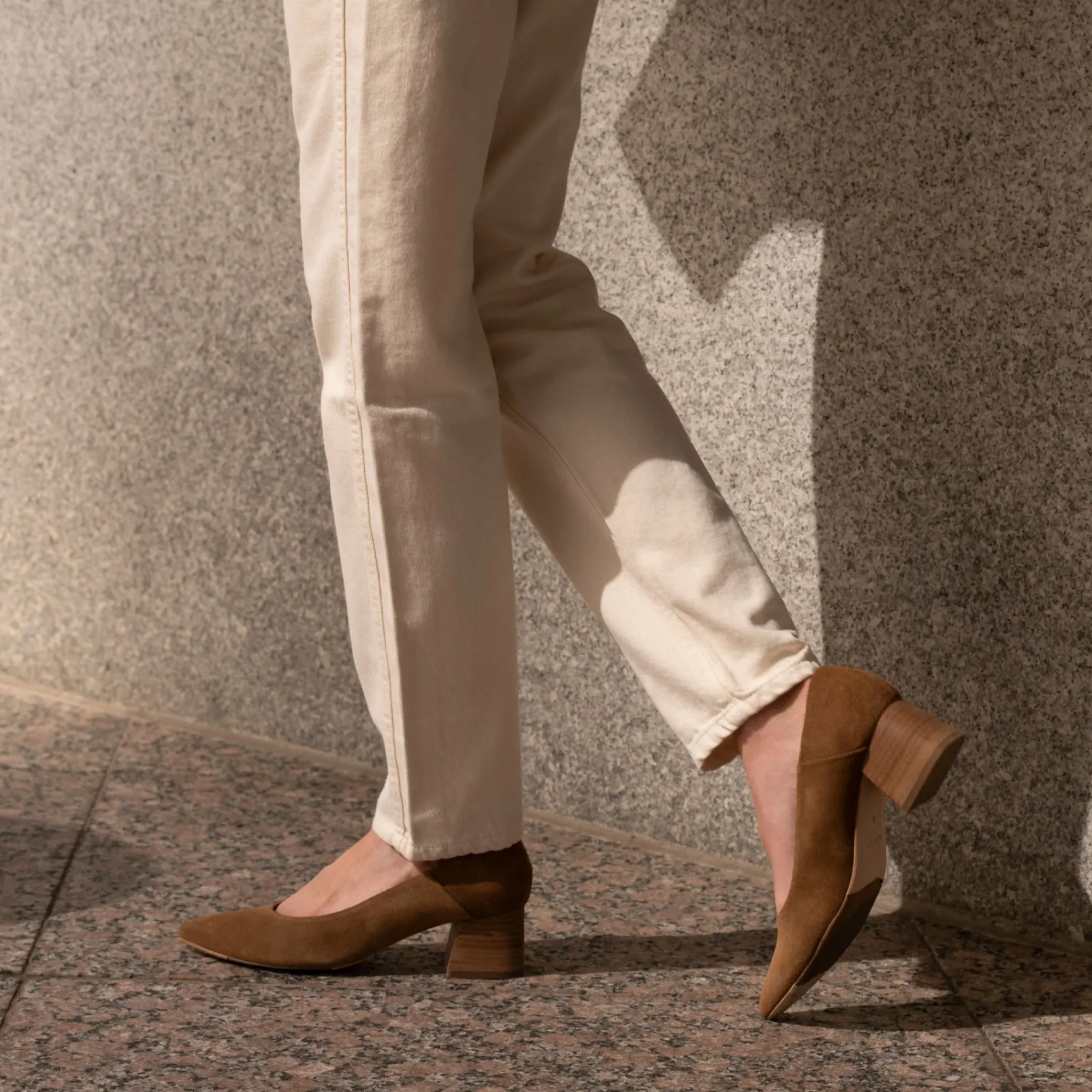 Nisolo Heels-Fiorela Go-To Mid Heel Taupe Suede