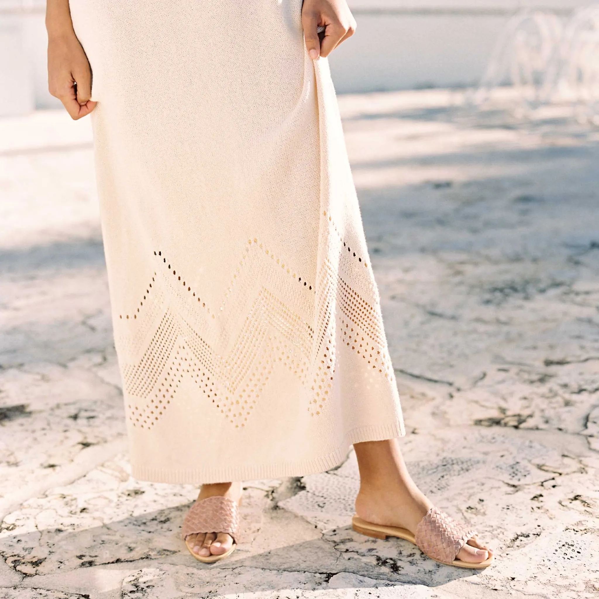 Nisolo Flats & Slip Ons-Isla Woven Slide Woven Desert Rose