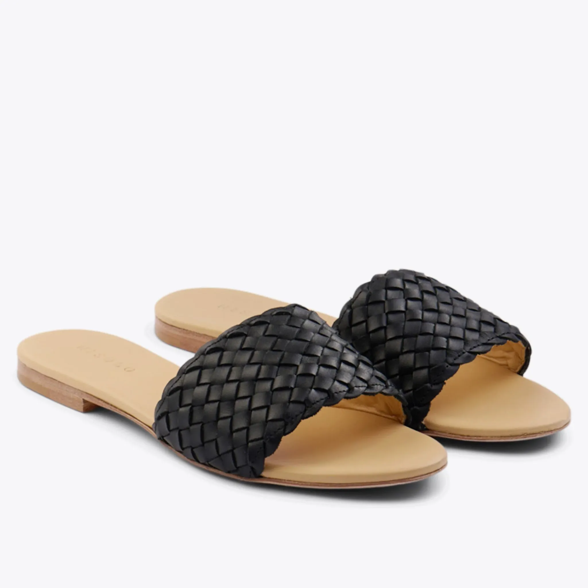 Nisolo Sandals-Isla Woven Slide Woven Black