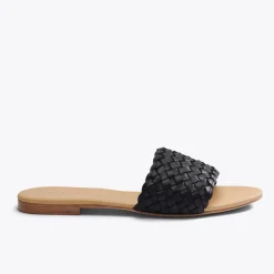 Nisolo Sandals-Isla Woven Slide Woven Black