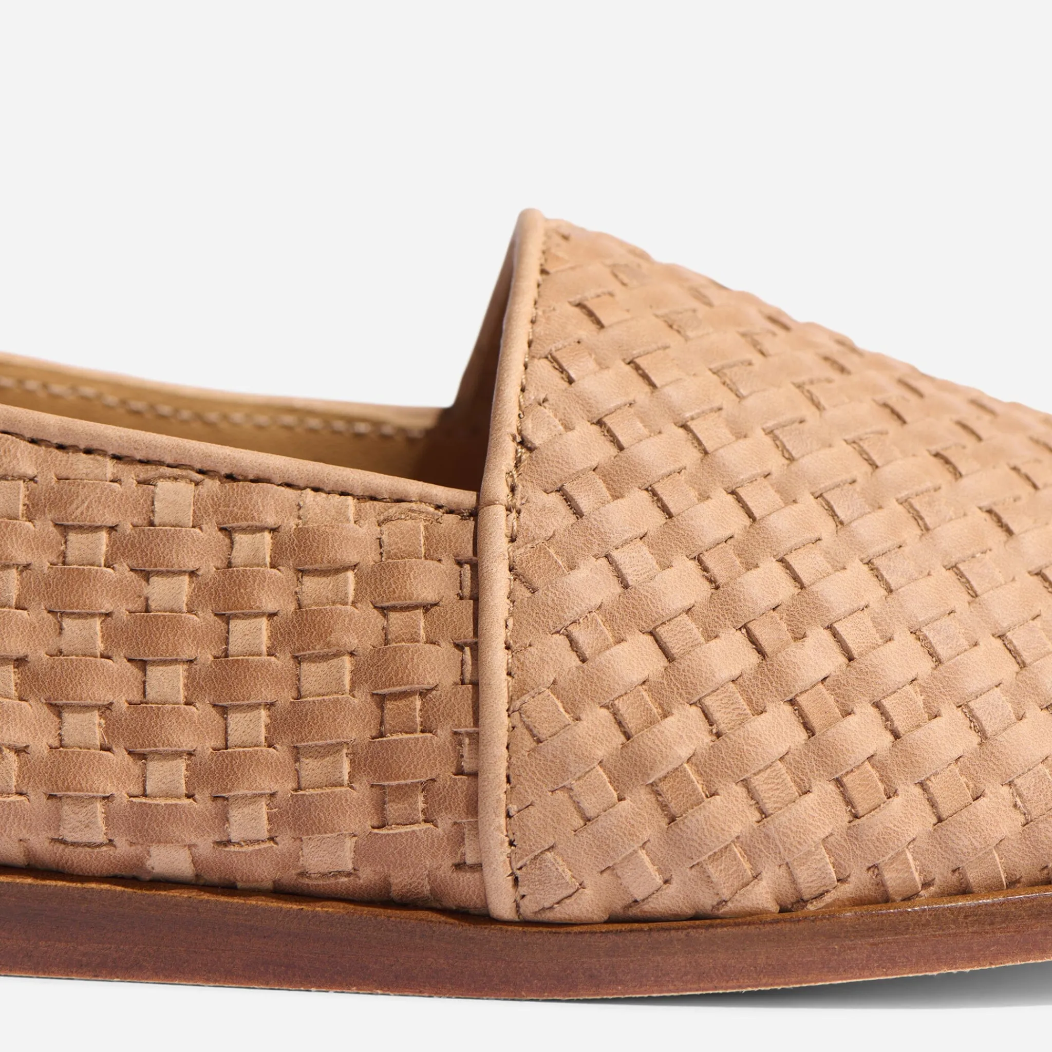 Nisolo Flats & Slip Ons-Mara Woven Slip On Woven Almond