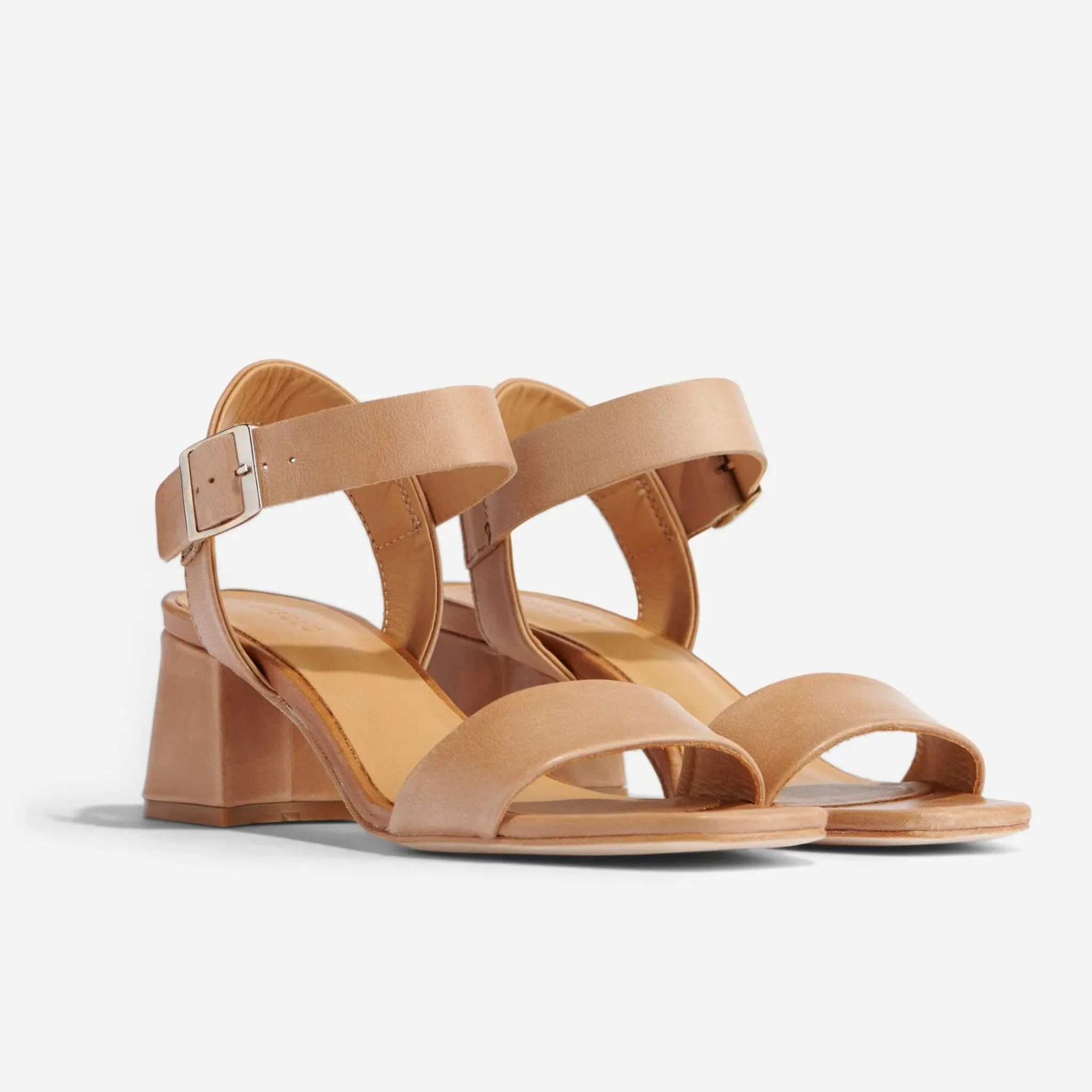 Nisolo Sandals-Stella Go-To Block Heel Sandal Almond