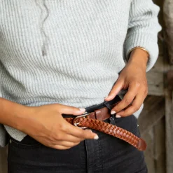 Nisolo Belts-Talia Braided Belt Brandy