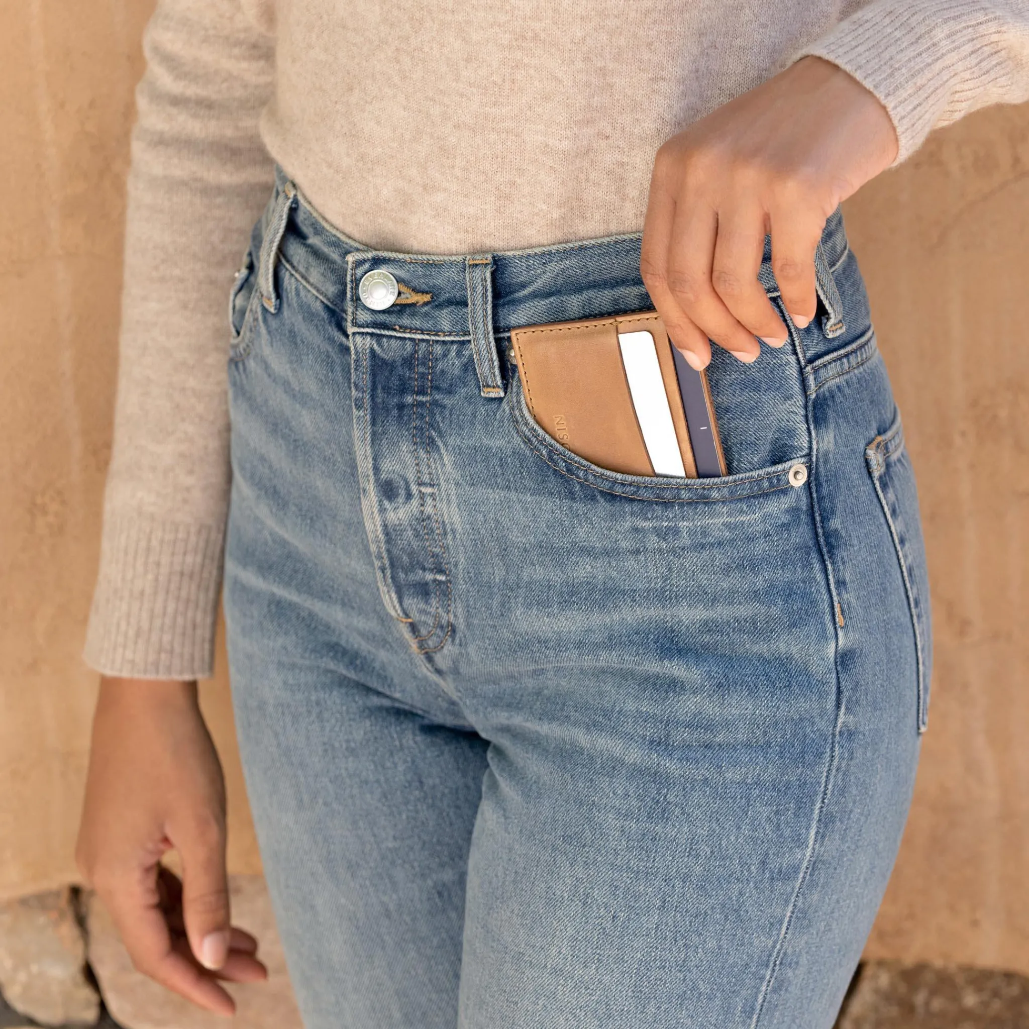 Nisolo Bags & Wallets-Upcycled Leather Card Case Almond