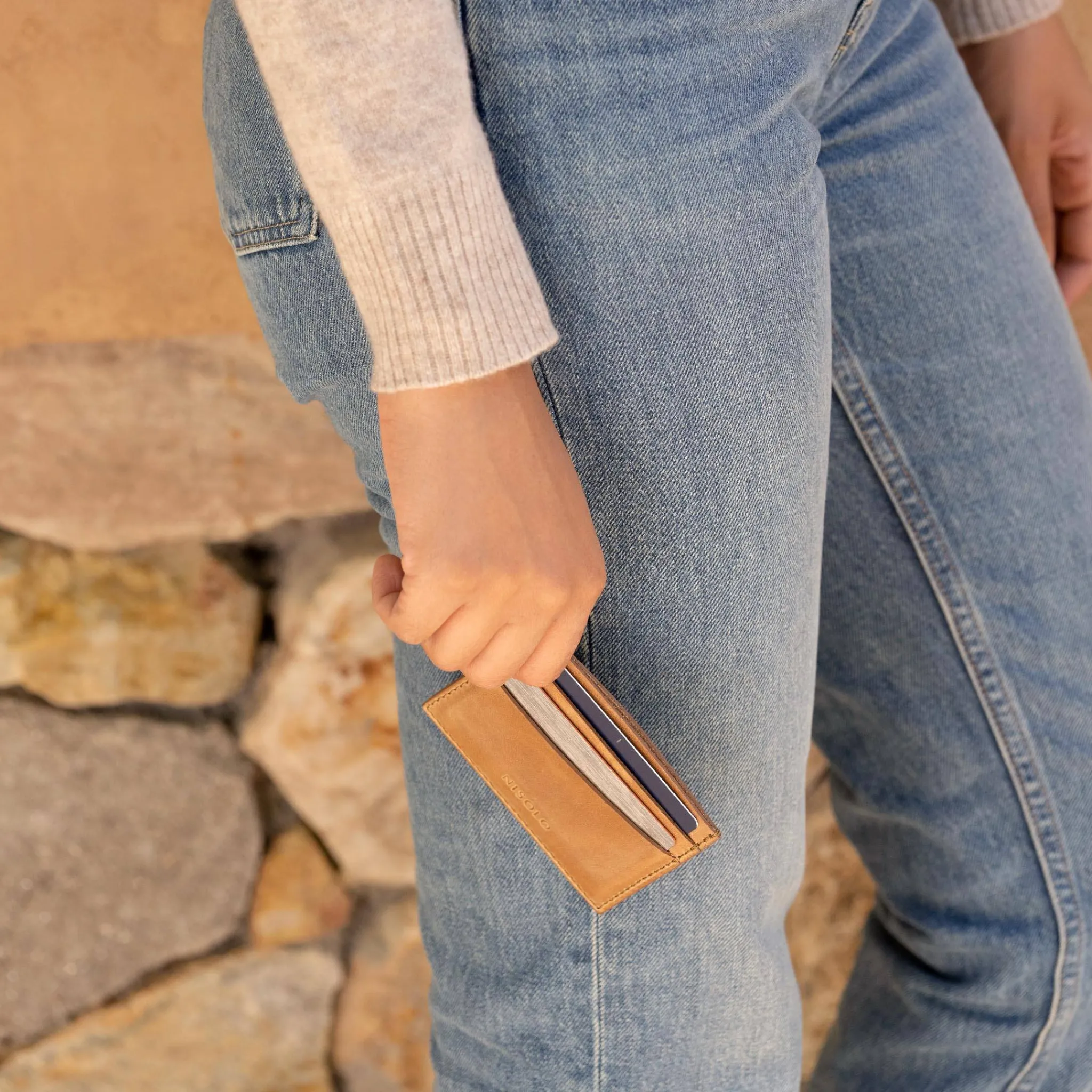 Nisolo Bags & Wallets-Upcycled Leather Card Case Almond